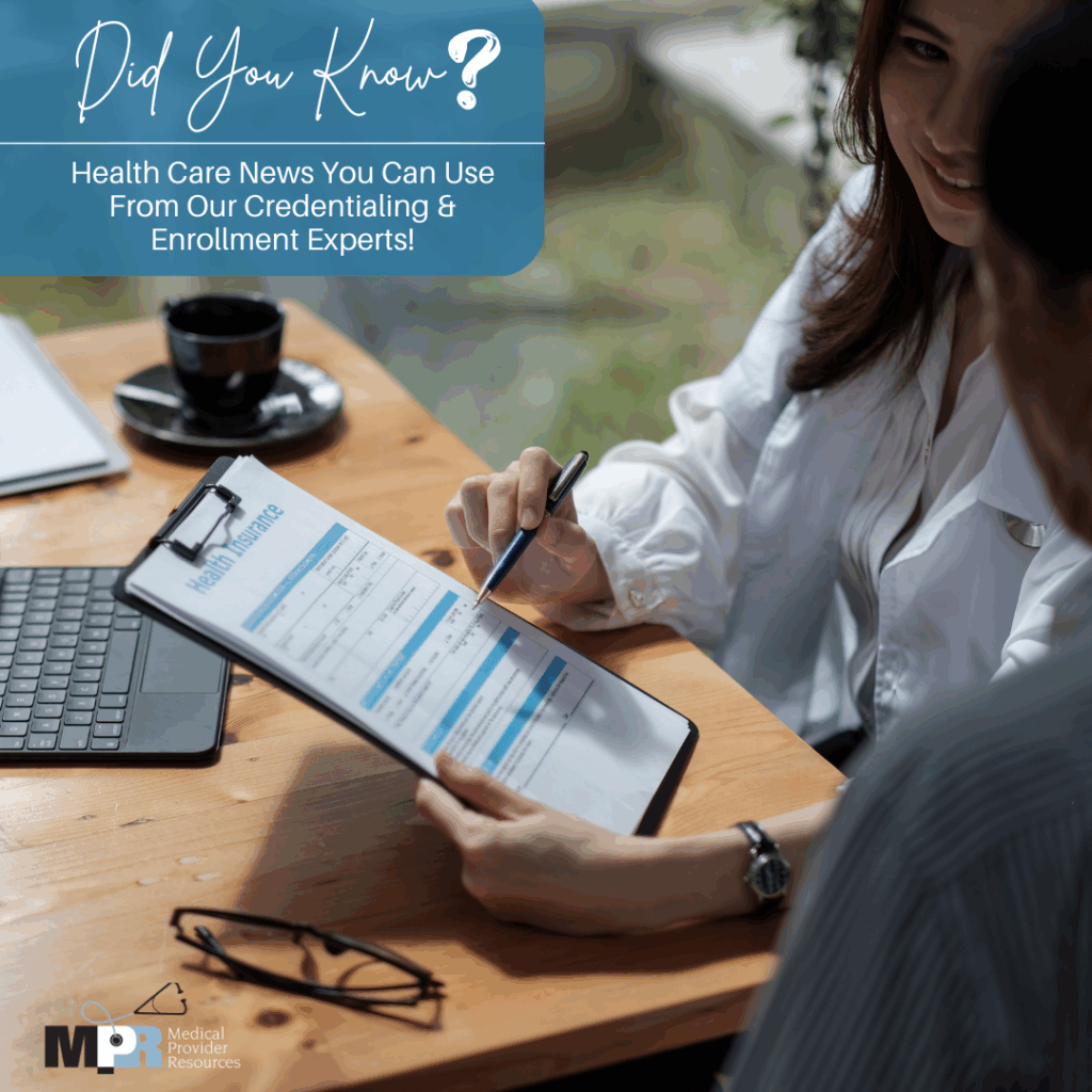 provider enrollment insurance updates