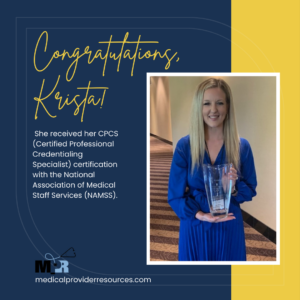 krista ward receives her cpcs credentialing certification